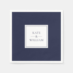 Navy Blue Classic Modern Wedding Napkin