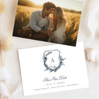 Navy Blue Classic monogram crest Photo