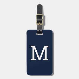 Navy Blue Classic Monogram Initial Luggage Tag