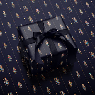 Navy blue classic nutcracker wrapping paper