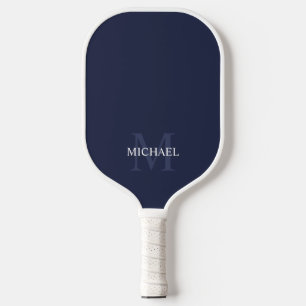 Navy Blue Classic Personalised Monogram and Name Pickleball Paddle