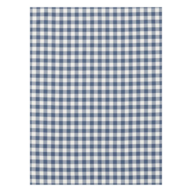 Navy Blue Classic Picnic Gingham Check Tablecloth (Front)