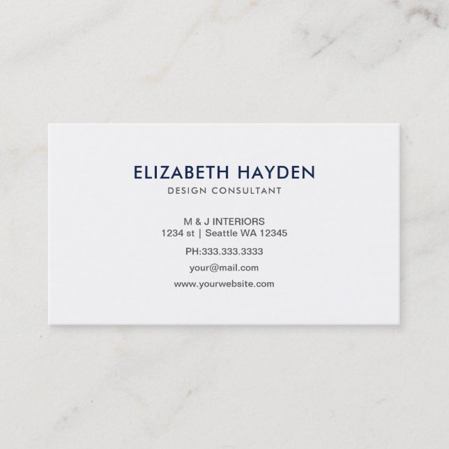 Navy Blue Classy Business Cards (Front)