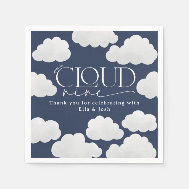 Navy blue cloud nine shower modern stylish napkin (Front)