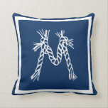 Navy blue coastal beach rope monogram throw pillow<br><div class="desc">Navy blue coastal beach rope monogram</div>