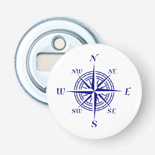 Navy Blue Coastal Decor Compass Rose Bottle Opener