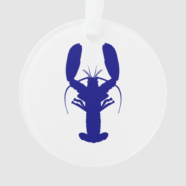 Navy Blue Coastal Decor Lobster Ornament (Front)