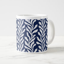 Navy Blue Coastal Modern Organic Seaweed