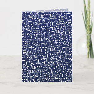 Navy Blue Cobalt Blue White Dancing Music Notes