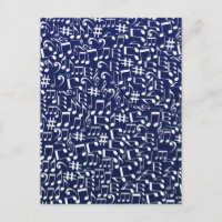 Navy Blue Cobalt Blue White Dancing Music Notes