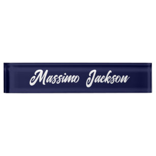 Navy Blue Color Plain Modern Own Name Calligraphy Nameplate