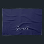 Navy Blue Color Plain Modern Own Name Calligraphy Tea Towel<br><div class="desc">This product was very good and I love how easy it is for customize design. The design was very simple so I'm very pleased when I create.</div>