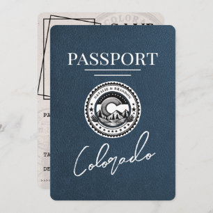 Navy Blue Colorado Passport Save The Date