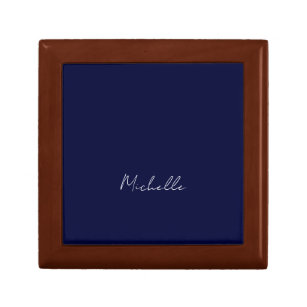 Navy Blue Colour Plain Modern Own Name Calligraphy Gift Box