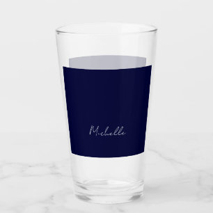 Navy Blue Colour Plain Modern Own Name Calligraphy Glass