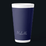 Navy Blue Colour Plain Modern Own Name Calligraphy Latte Mug<br><div class="desc">This product was very good and I love how easy it is for customise design. The design was very simple so I'm very pleased when I create.</div>