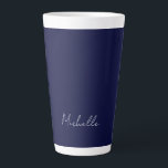 Navy Blue Colour Plain Modern Own Name Calligraphy Latte Mug<br><div class="desc">This product was very good and I love how easy it is for customise design. The design was very simple so I'm very pleased when I create.</div>