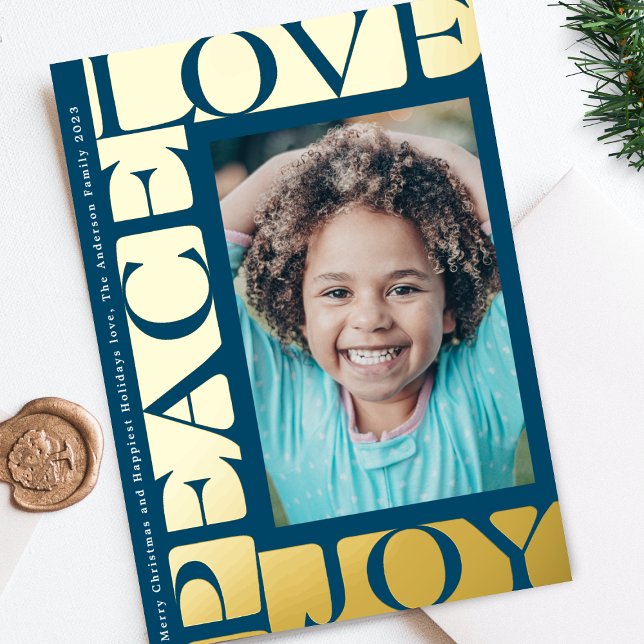 Navy Blue colourful LOVE PEACE JOY photo frame (Creator Uploaded)