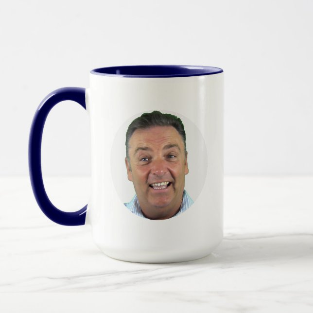 NAVY BLUE Combo Photo Mug - Round Frame Custom Mug (Left)