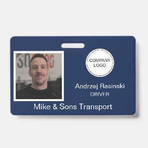 Navy Blue Company Logo and Employee Photo ID Badge