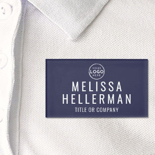 Navy Blue Company Logo Employee Name Tag