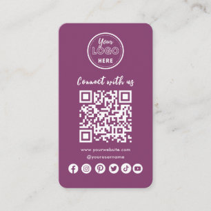 Navy Blue Connect With Us Social Media QR Code Business Card