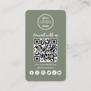 Navy Blue Connect With Us Social Media QR Code Business Card