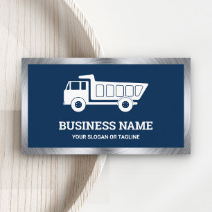 Navy Blue Construction Hauling Dump Truck Business Card