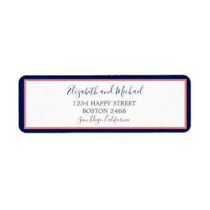 Navy Blue  Coral Elegant Modern Chic Wedding