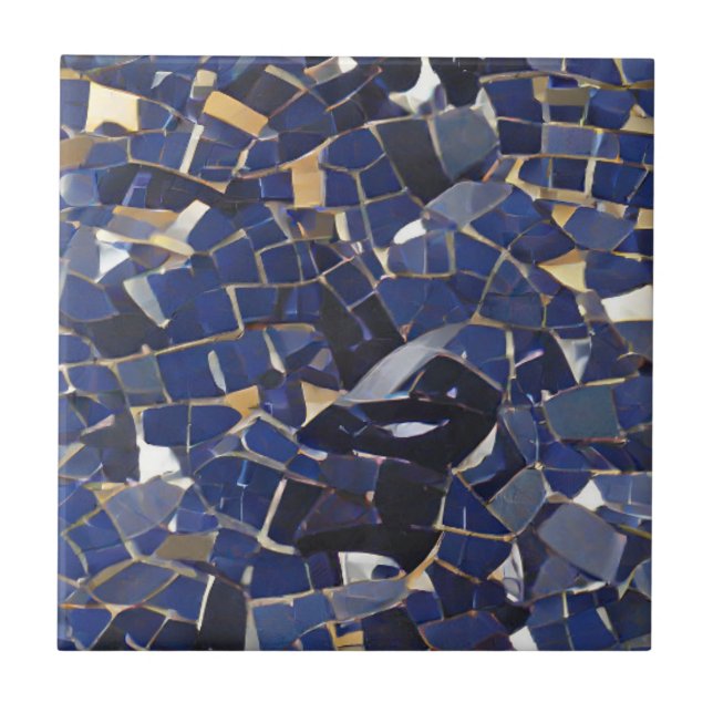 navy blue corner mosaic digital art tile (Front)