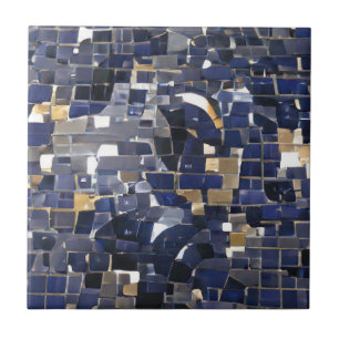 Navy blue corner mosaic digital art  tile