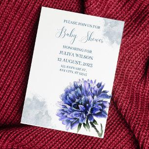 Navy blue Cornflower boy baby shower Invitation