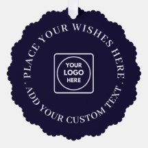 Navy Blue Corporate Christmas Business Logo Design Tree Decoration Card