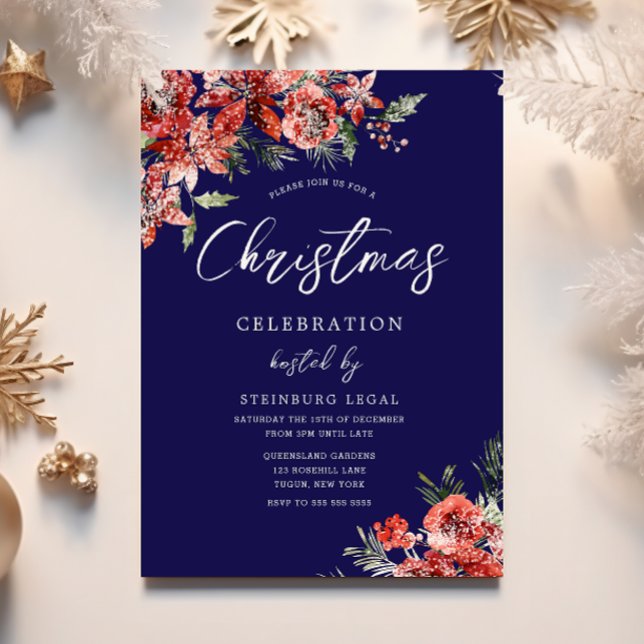 Navy Blue Corporate Gala Holiday Christmas Party Invitation (Creator Uploaded)