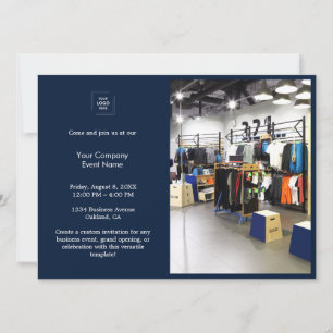 Navy Blue Corporate Photo Logo Event Invite