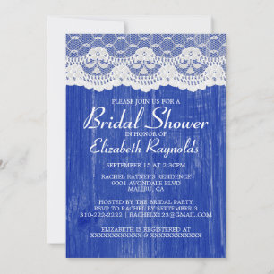 Navy Blue Country Lace Bridal Shower Invitations