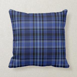 Navy Blue Country Plaid Throw Pillow