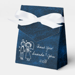 Navy Blue Couple Wedding Favour Thank You Box