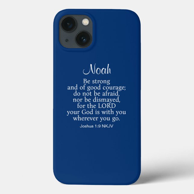 Navy Blue Courage Bible Verse Custom Name Simple Case-Mate iPhone Case (Back)