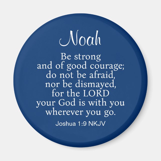 Navy Blue Courage Bible Verse Custom Name Simple Magnet (Front)