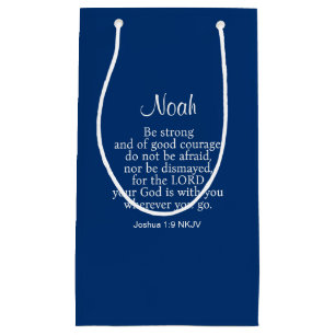 Navy Blue Courage Bible Verse Custom Name Simple Small Gift Bag