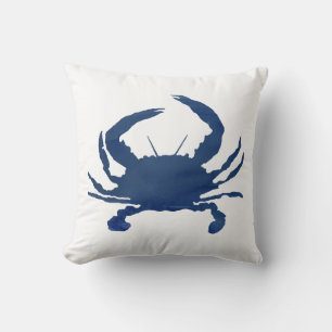 Navy Blue Crab Painting Silhouette Beach Pillow