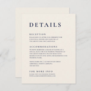 Navy Blue & Cream Modern Minimalist Elegant Enclosure Card