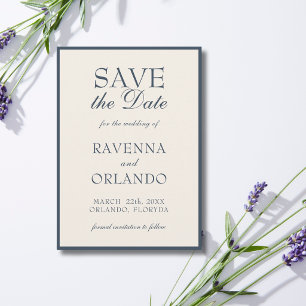 Navy Blue Cream Old Money Elegant Glam Wedding Save The Date