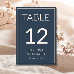 Navy Blue Cream Old Money Formal Wedding Table Number