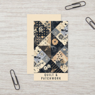 Navy Blue Cream Quilt Patchwork Handmade Clothing  Business Card