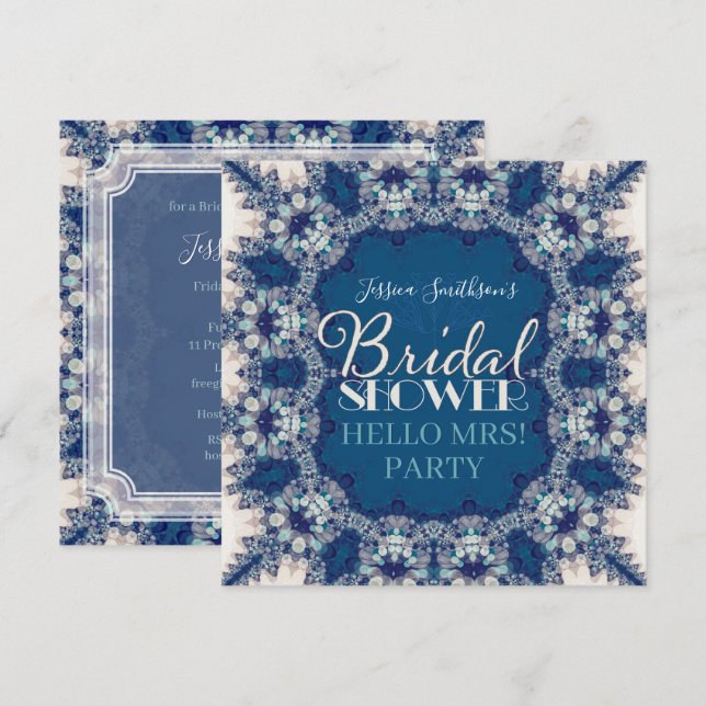 Navy Blue + Creme Delight Bridal Shower Invitation (Front/Back)