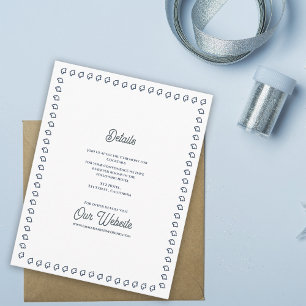 Navy Blue Crest Formal Classic Wedding Details Enclosure Card