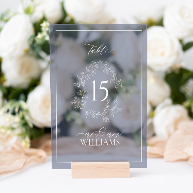 Navy Blue Crest Monogram Wedding Table Number Acrylic Sign (Wedding Table Number!
)