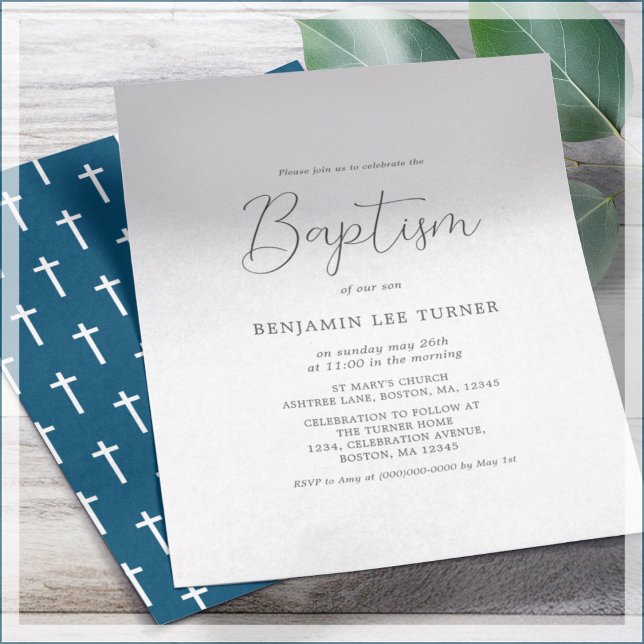 Navy Blue Cross | Baptism Budget Invitation Flyer (Creator Uploaded)